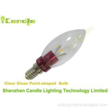 Epistar Red Point Shaped Led Candle Lamp E14 / B15 / E17 SM